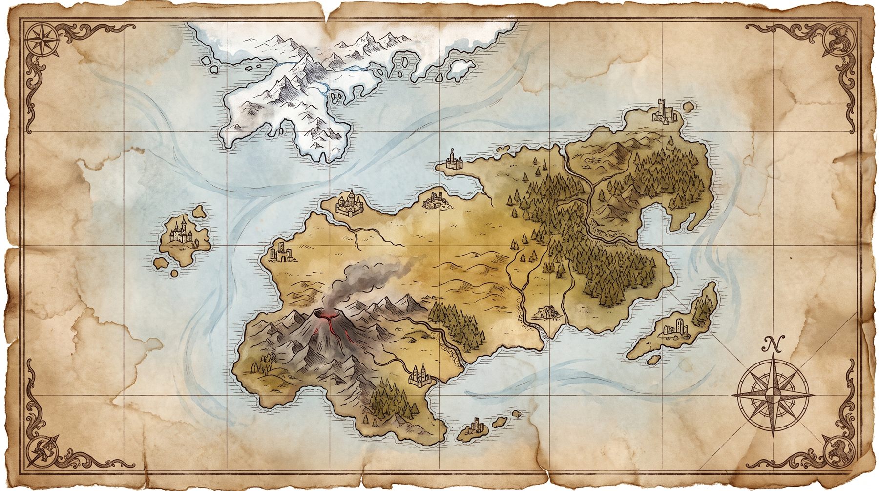 A hand-drawn map of the realm